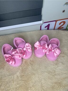 wonder nation Pink Bow Slip-On Kids Slippers for girls twins